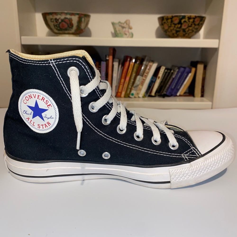 Men Converse High Top Sneakers - Black with White Trim